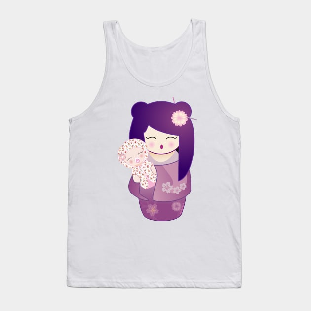 Kokeshis Mother and baby Tank Top by Pendientera